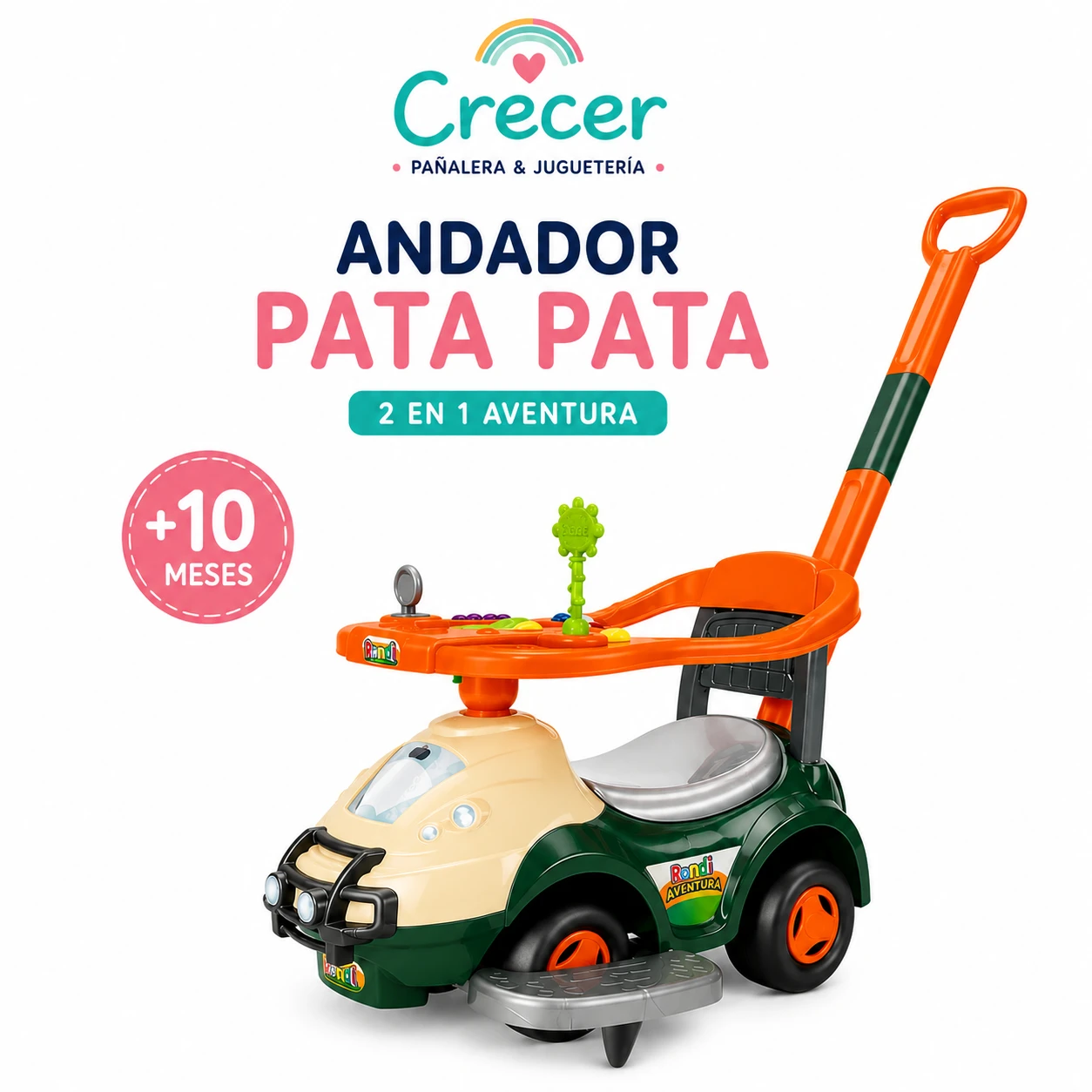 Andador Pata Pata 2 en 1 Aventura Con Sonido Original Rondi