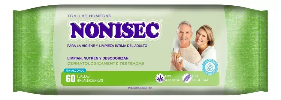 Toallitas Humedas Nonisec para adultos x 60 u.